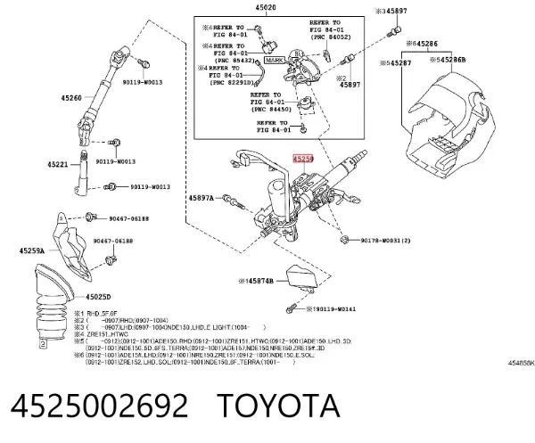 Columna dirección 4525002692 Toyota