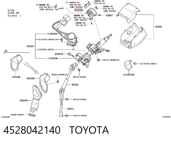 Bombín de arranque 4528042140 Toyota