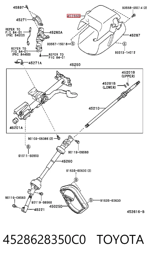 Cubierta de la columna de dirección 4528628350C0 Toyota