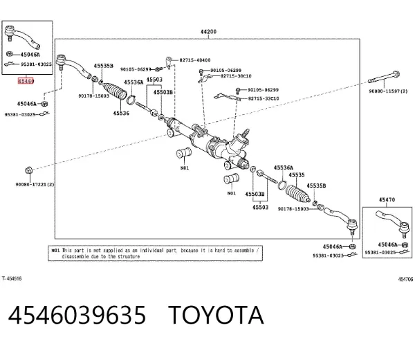 Rótula barra de dirección 4546039635 Toyota