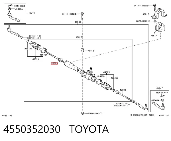 Barra de acoplamiento 4550352030 Toyota