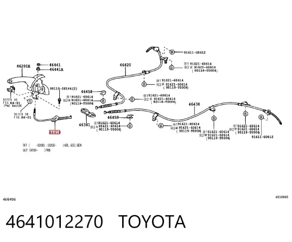 Cable de freno de estacionamiento delantero 4641012270 Toyota