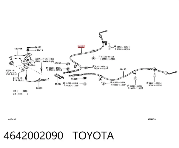 Cable de freno de mano trasero derecho 4642002090 Toyota