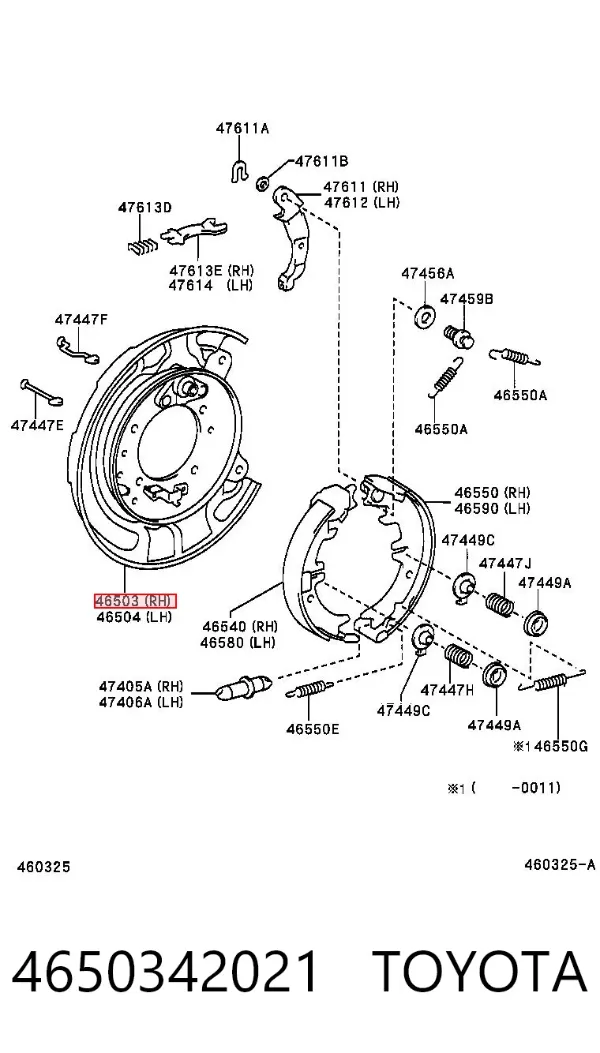 Protector de disco de freno trasero derecho 4650342021 Toyota