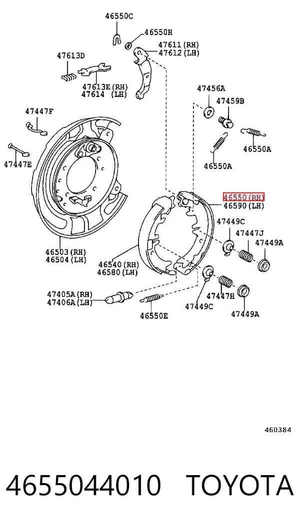 Zapatas de freno de mano 4655044010 Toyota