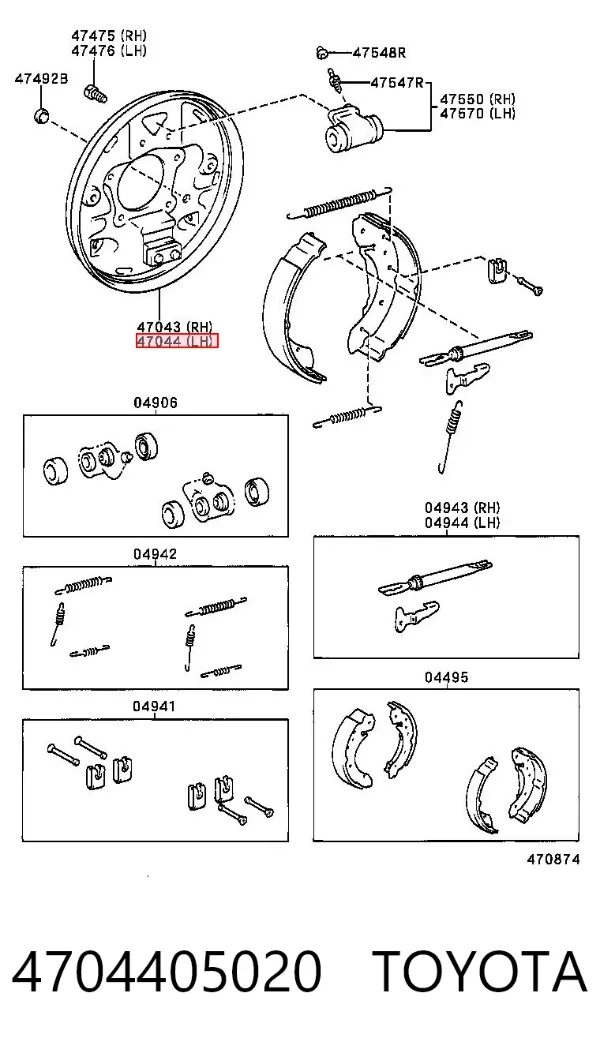 Disco de soporte del tambor de freno trasero izquierdo 4704405020 Toyota