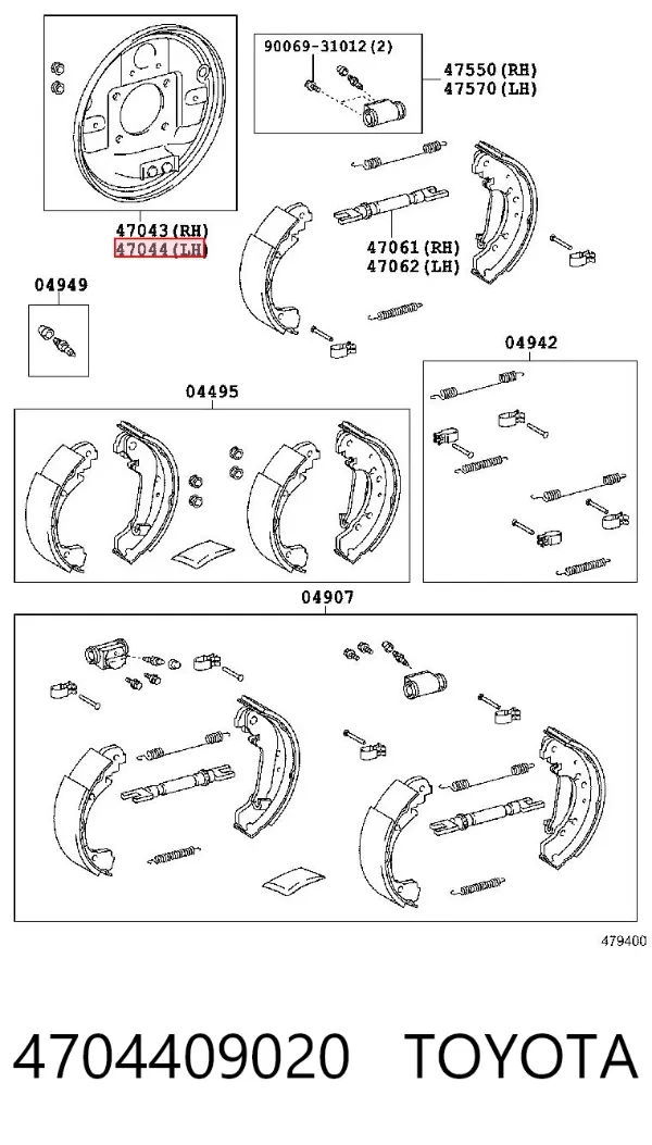 Disco de soporte del tambor de freno trasero izquierdo 4704409020 Toyota