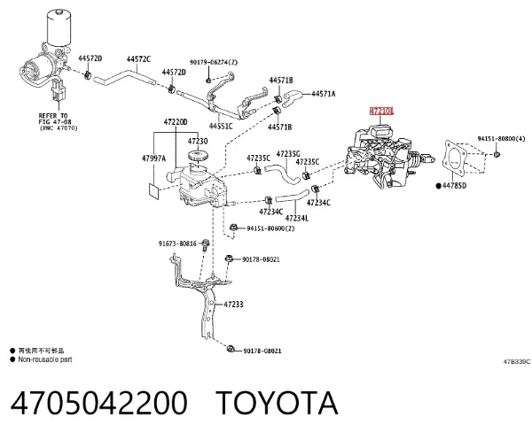 Cilindro maestro de frenos 4705042200 Toyota