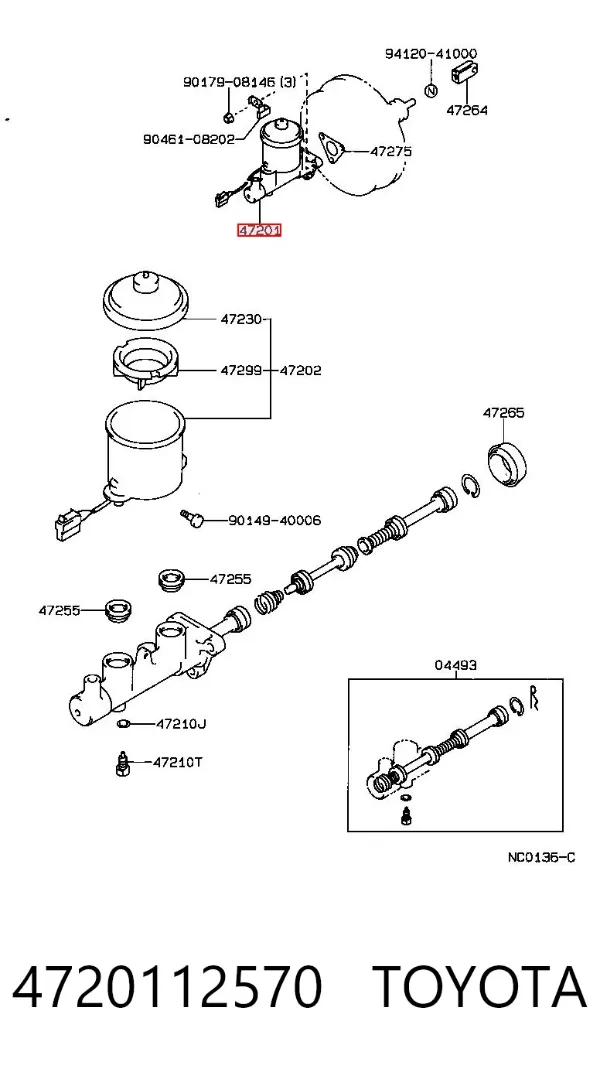 Cilindro maestro de frenos 4720112570 Toyota