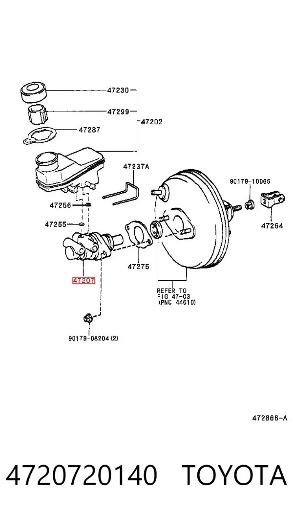 Cilindro maestro de frenos 4720720140 Toyota
