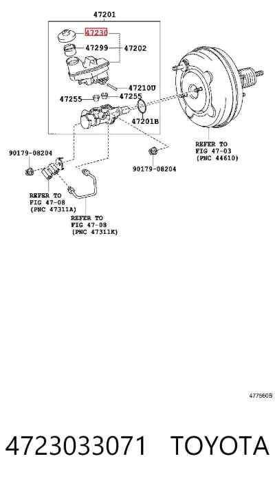 Tapa del depósito del cilindro maestro de freno TOYOTA 4723033071