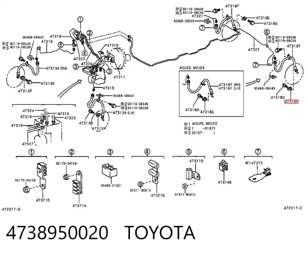 Arandela de sellado del latiguillo de freno 4738950020 Toyota