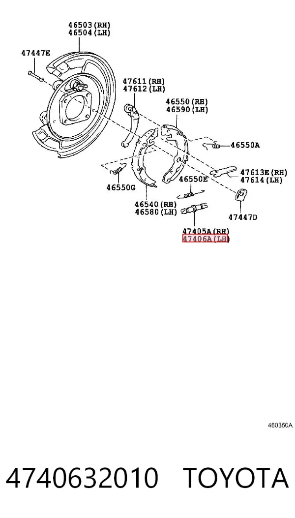 Regulador de freno de tambor trasero 4740632010 Toyota