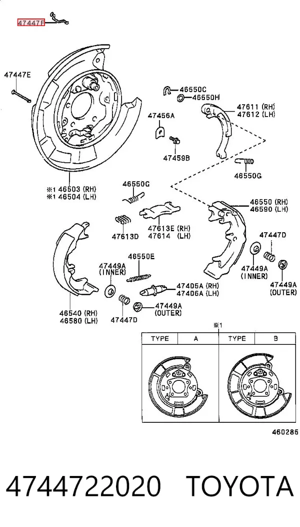 Juego de reparación de pastillas de freno 4744722020 Toyota