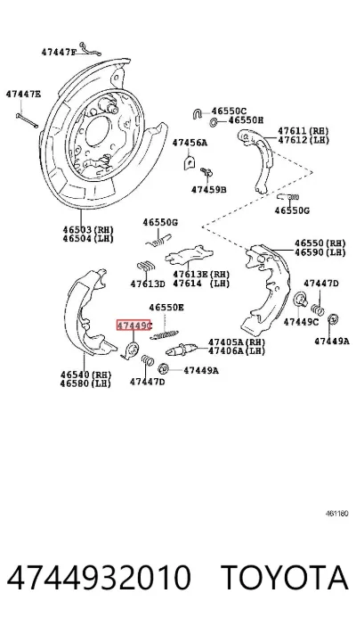 Juego de reparación del freno de estacionamiento TOYOTA 4744932010