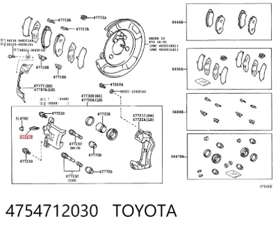 Válvula de purga de la pinza de freno trasera TOYOTA 4754712030