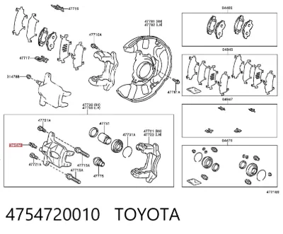 Válvula de purga de la pinza de freno trasera TOYOTA 4754720010