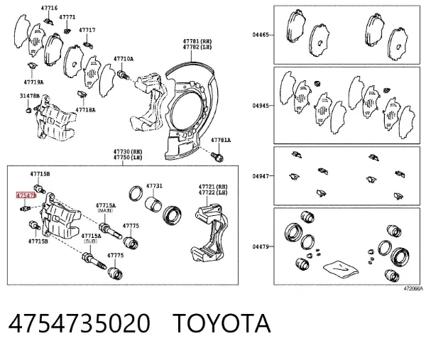 Válvula de purga de la pinza de freno delantera 4754735020 Toyota