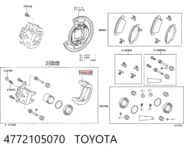 Soporte de la pinza de freno trasera 4772105070 Toyota