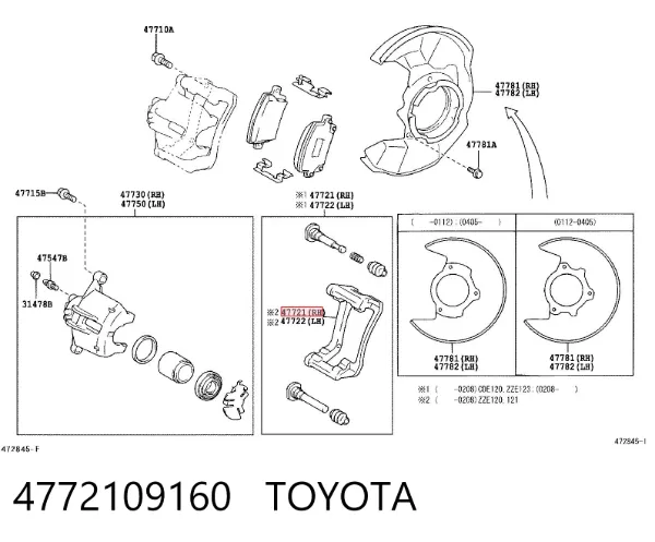 Soporte de la pinza de freno delantera 4772109160 Toyota