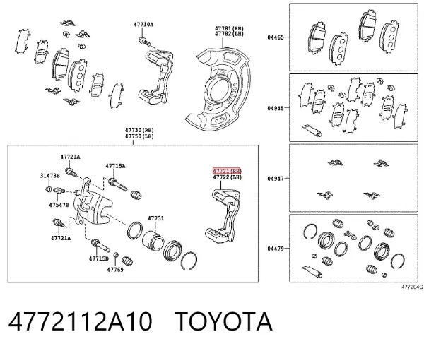 Soporte de la pinza de freno delantera 4772112A10 Toyota