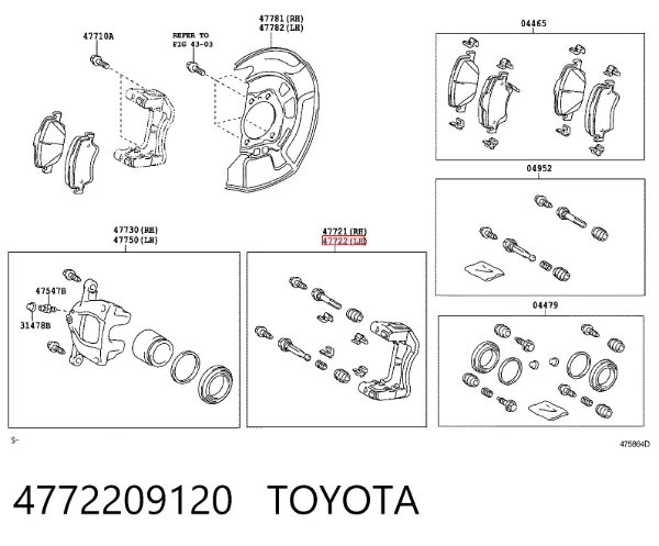 Soporte de la pinza de freno delantera 4772209120 Toyota