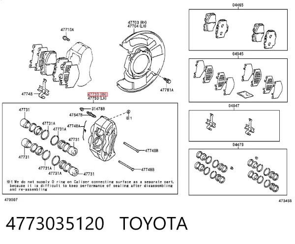 Pinza de freno delantera derecha 4773035120 Toyota