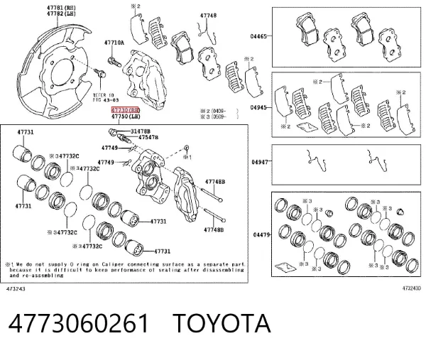 Pinza de freno delantera derecha 4773060261 Toyota