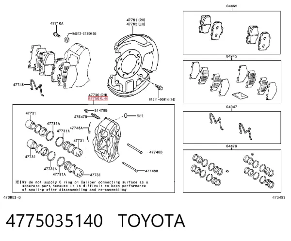 Pinza de freno delantera izquierda 4775035140 Toyota