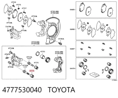 Fuelle de guía de pinza de freno delantero TOYOTA 4777530040