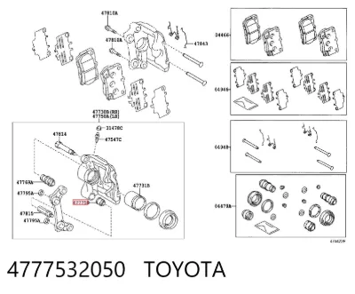 Fuelle de guía de pinza de freno trasero TOYOTA 4777532050