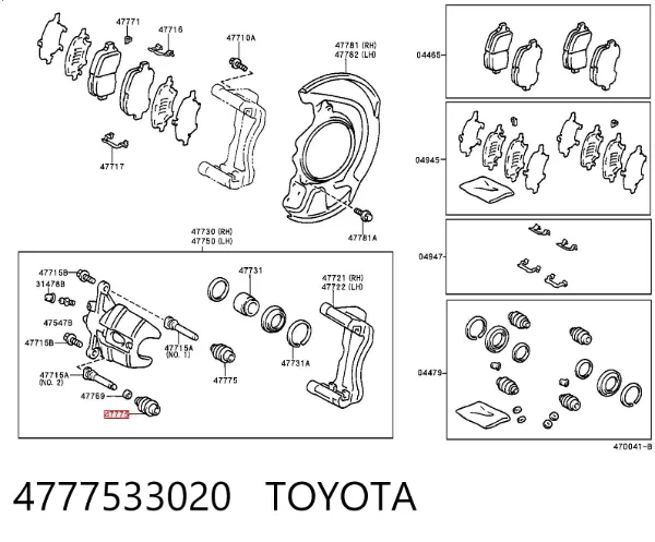 Fuelle de guía de pinza de freno delantero 4777533020 Toyota