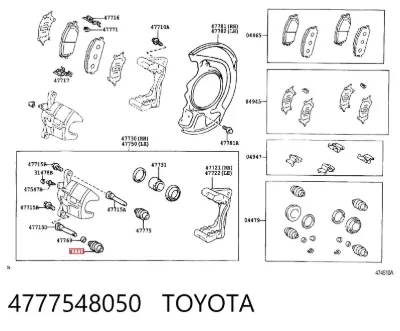 Fuelle de guía de pinza de freno delantero TOYOTA 4777548050