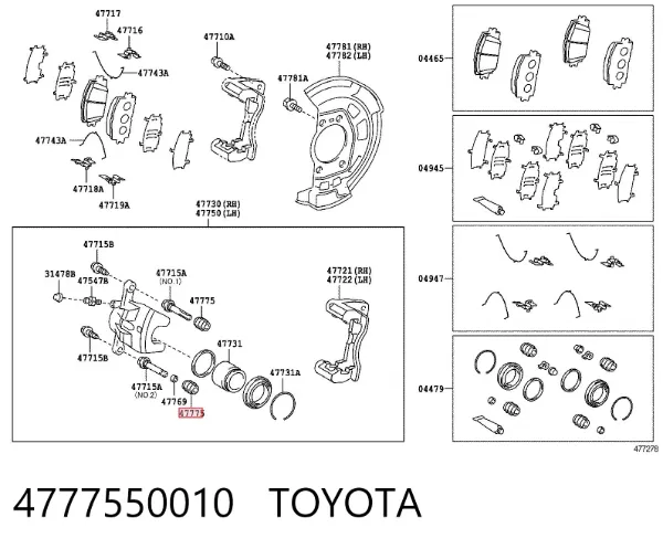 Fuelle de guía de pinza de freno delantero 4777550010 Toyota