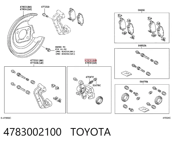 Pinza de freno trasera derecha 4783002100 Toyota