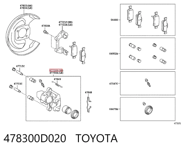 Pinza de freno trasera derecha 478300D020 Toyota