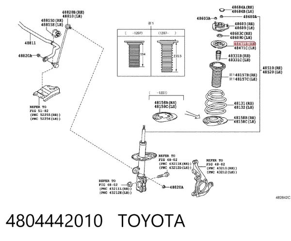 Plato superior metálico del resorte delantero 4804442010 Toyota