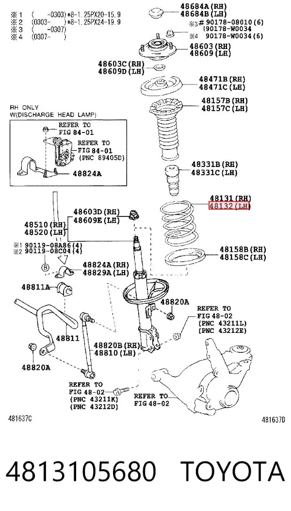 Muelle delantero 4813105680 Toyota