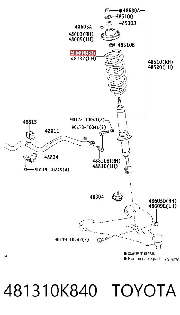 Muelle delantero 481310K840 Toyota