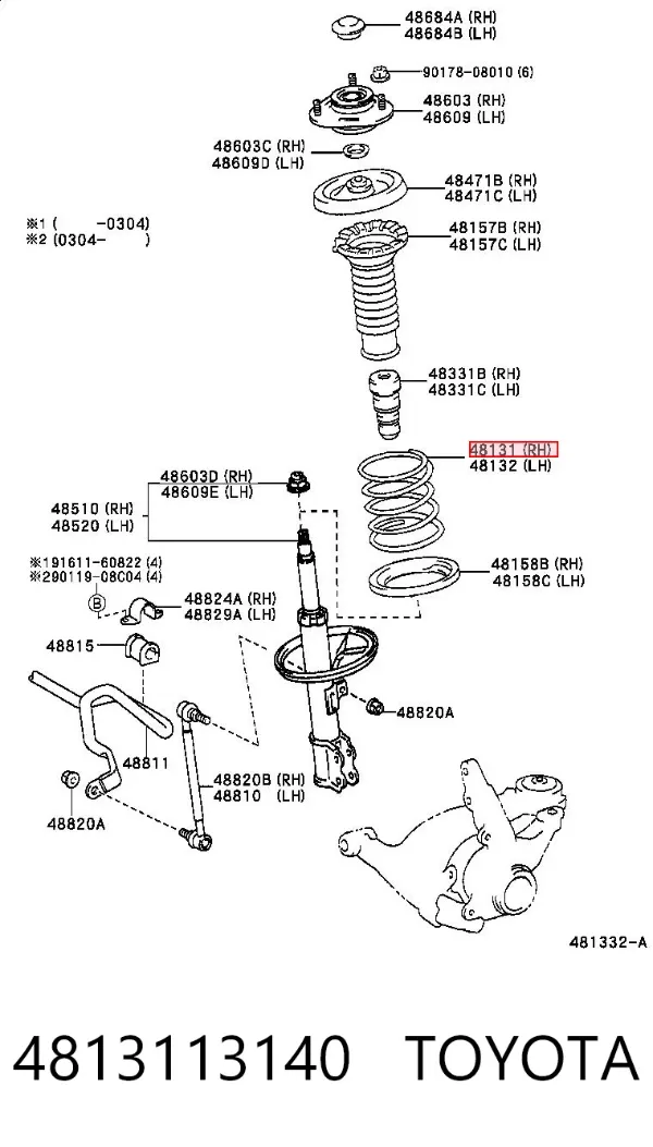 Muelle delantero 4813113140 Toyota