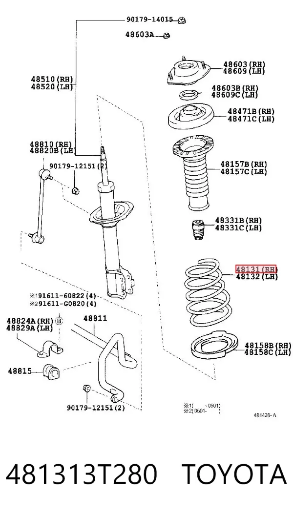 Muelle delantero 481313T280 Toyota