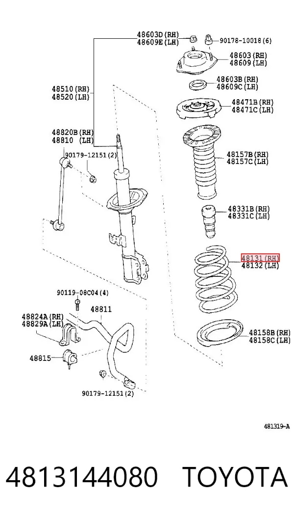 Muelle delantero 4813144080 Toyota
