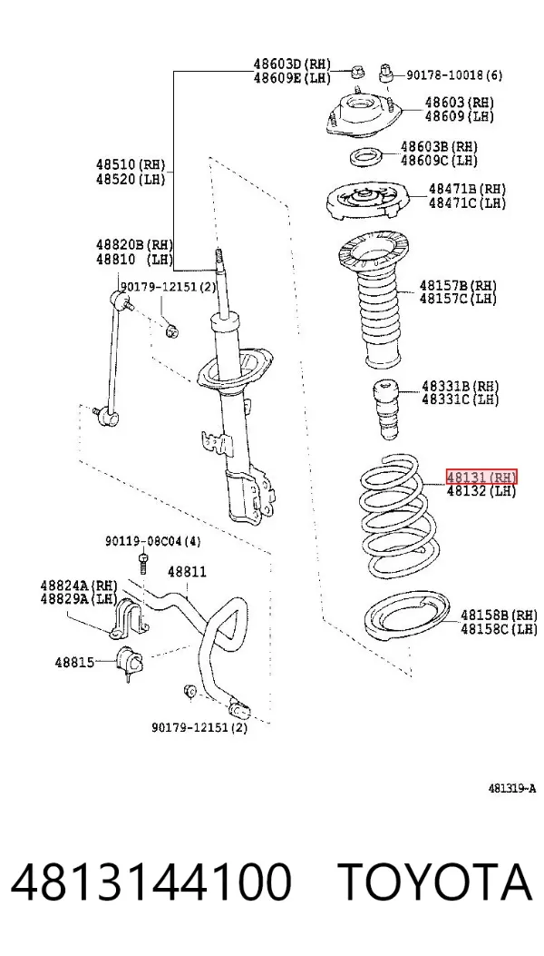Muelle delantero 4813144100 Toyota