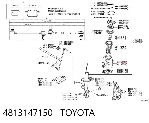 Muelle delantero 4813147150 Toyota