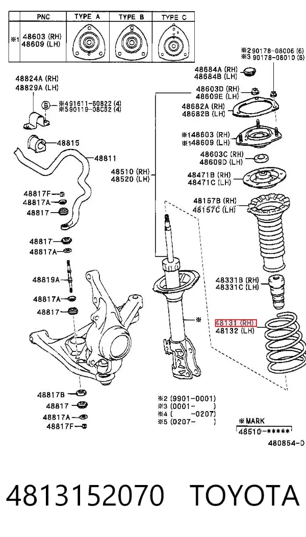 Muelle delantero 4813152070 Toyota