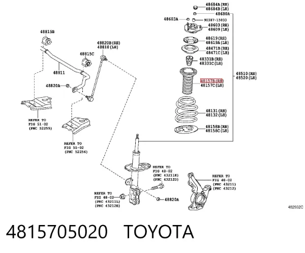 Fuelle, amortiguador delantero 4815705020 Toyota