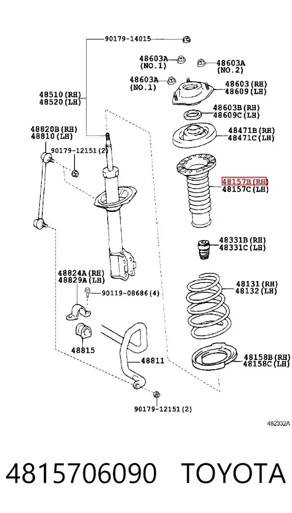 Fuelle, amortiguador delantero 4815706090 Toyota