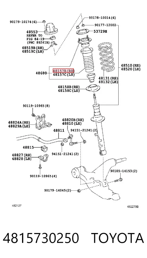 Fuelle, amortiguador delantero 4815730250 Toyota