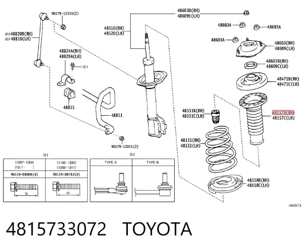 Fuelle, amortiguador delantero 4815733072 Toyota
