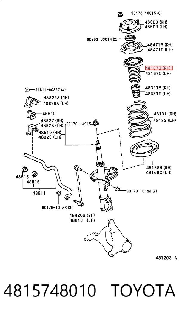 Fuelle, amortiguador delantero 4815748010 Toyota